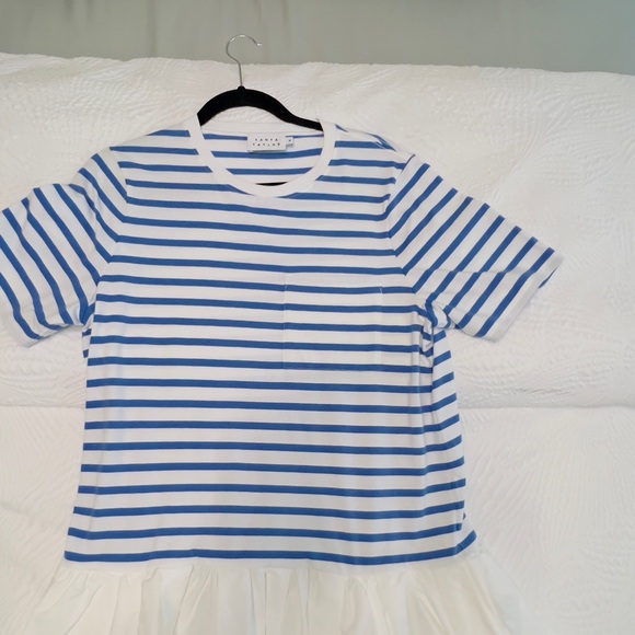 TANYA TAYLOR: Brand New Blue/White Strip Dress with pockets - Size Medium - Picture 2 of 10